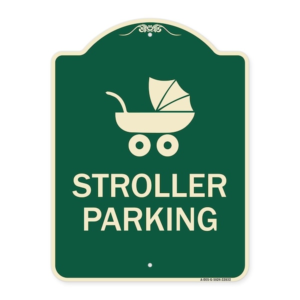 Stroller Parking With Graphic Heavy-Gauge Aluminum Architectural Sign, 24" x 18", G-1824-22832